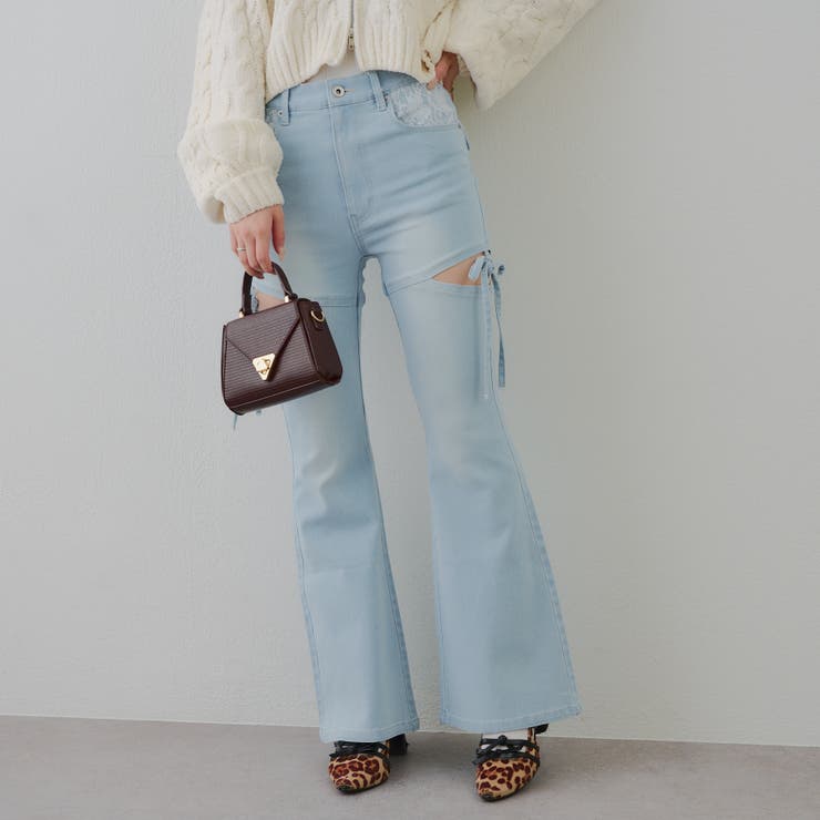 リボン付サイドスリットフレアパンツ | RMAF　NICE CLAUP / OLIVE des OLIVE | 詳細画像4 