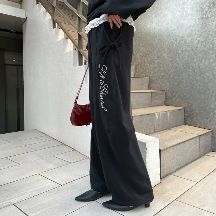 ブラック | 【セットアップ対応】ラメ裏毛スウェットパンツ | RMAF　NICE CLAUP / OLIVE des OLIVE