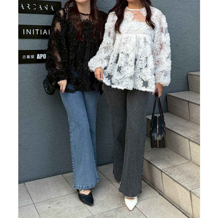 【S/M展開】キラキラセミフレアデニム | RMAF　NICE CLAUP / OLIVE des OLIVE | 詳細画像3 