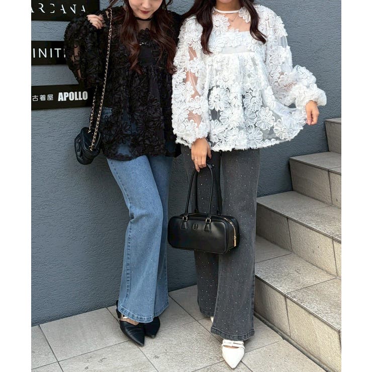 【S/M展開】キラキラセミフレアデニム | RMAF　NICE CLAUP / OLIVE des OLIVE | 詳細画像4 