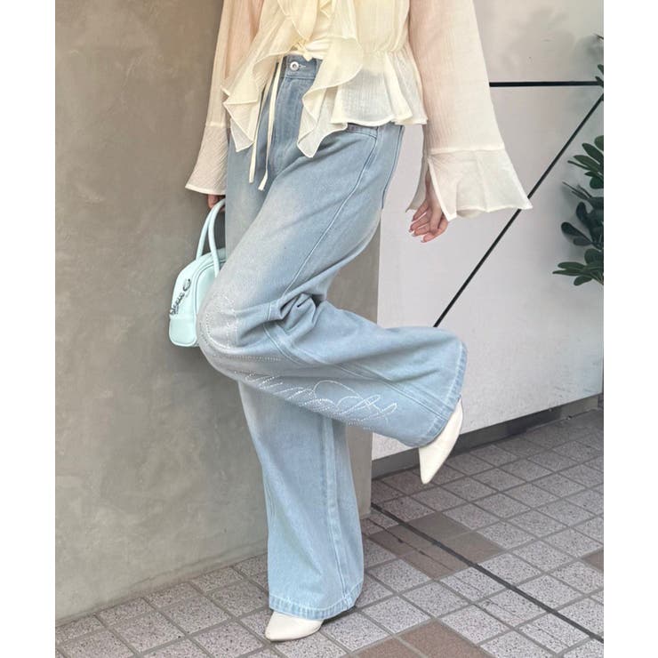 【S/M展開】キラキラロゴバギーデニム | RMAF　NICE CLAUP / OLIVE des OLIVE | 詳細画像10 