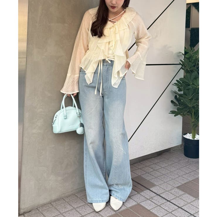 【S/M展開】キラキラロゴバギーデニム | RMAF　NICE CLAUP / OLIVE des OLIVE | 詳細画像14 