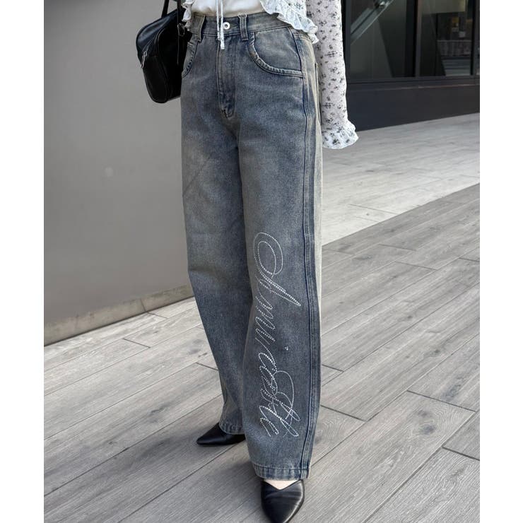 【S/M展開】キラキラロゴバギーデニム | RMAF　NICE CLAUP / OLIVE des OLIVE | 詳細画像2 