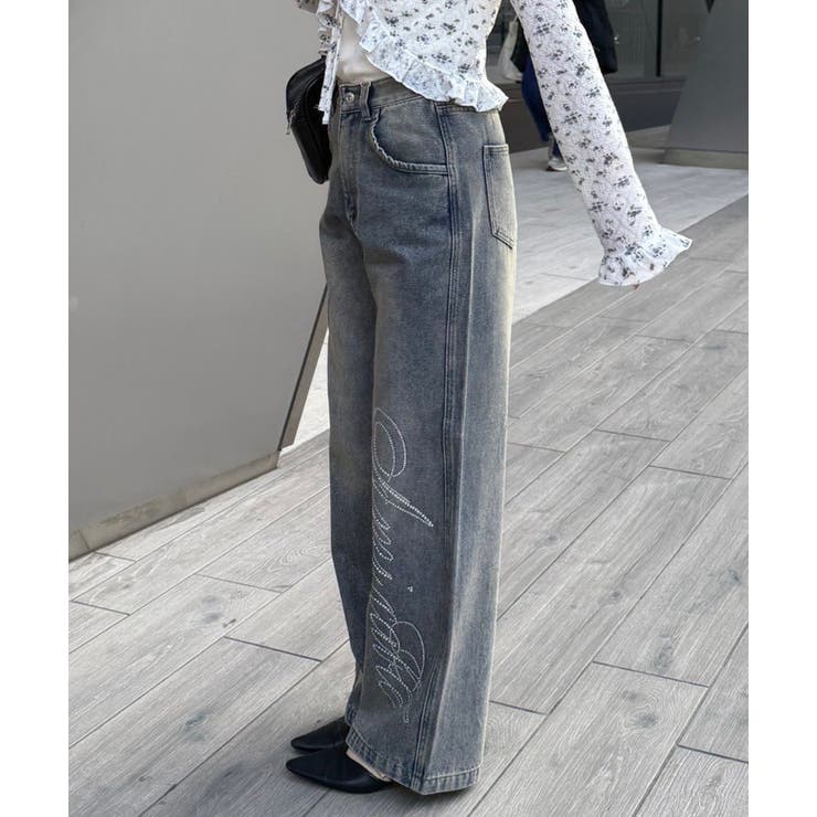 【S/M展開】キラキラロゴバギーデニム | RMAF　NICE CLAUP / OLIVE des OLIVE | 詳細画像3 