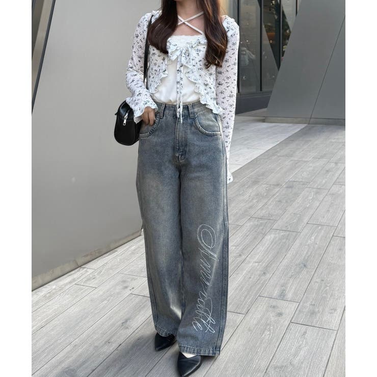 【S/M展開】キラキラロゴバギーデニム | RMAF　NICE CLAUP / OLIVE des OLIVE | 詳細画像5 