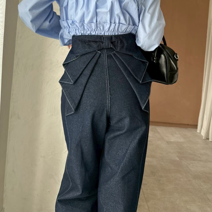 インディゴブルー | 【S/M展開】後リボンストレートデニム | RMAF　NICE CLAUP / OLIVE des OLIVE