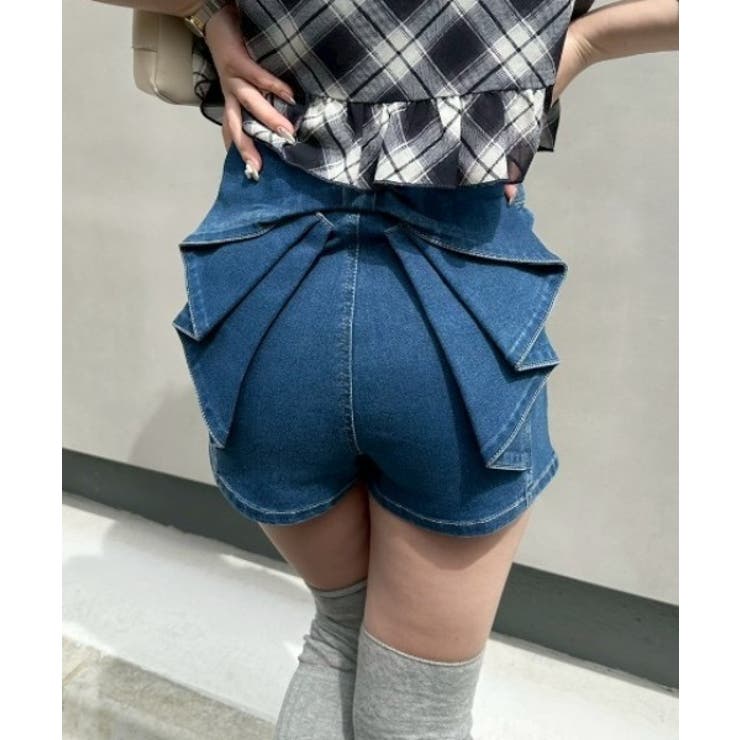 後リボンデニムショートパンツ[品番：OLOW0017807]｜RMAF NICE CLAUP