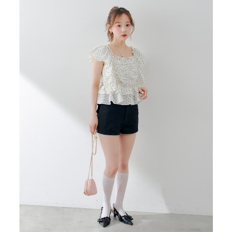 後リボンデニムショートパンツ[品番：OLOW0017807]｜RMAF NICE CLAUP