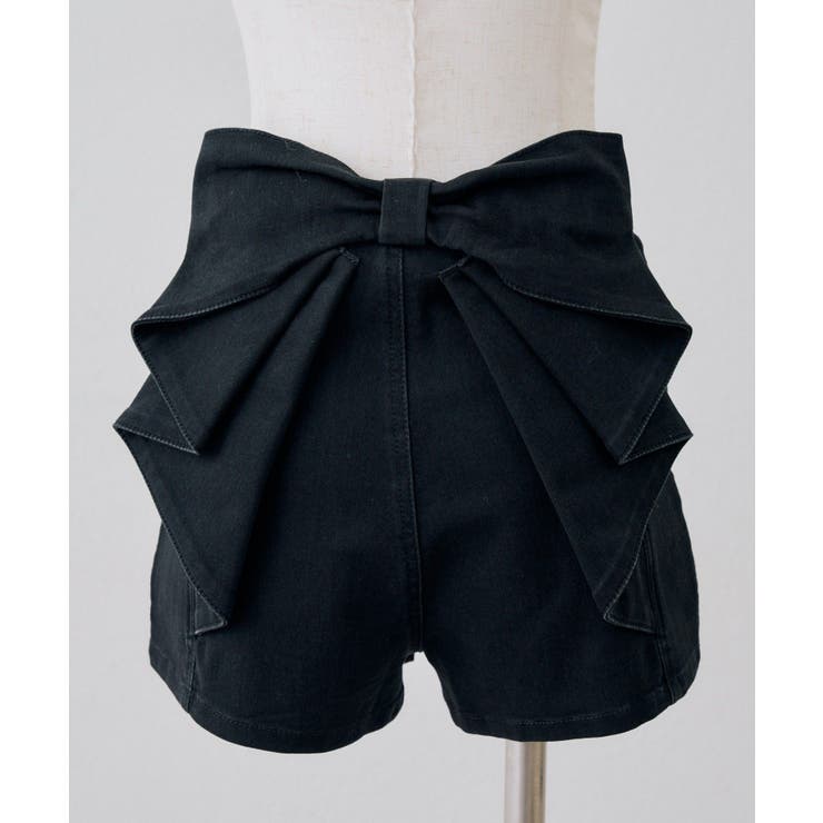ブラック | 後リボンデニムショートパンツ | RMAF　NICE CLAUP / OLIVE des OLIVE
