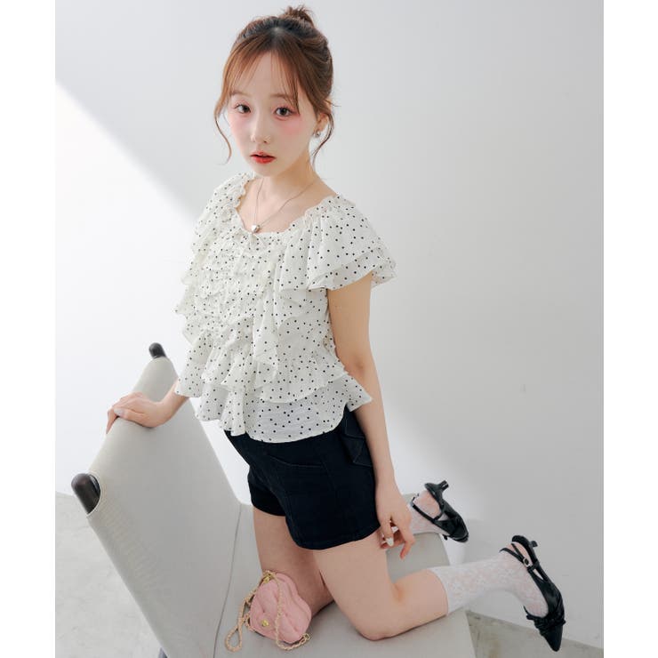 後リボンデニムショートパンツ | RMAF　NICE CLAUP / OLIVE des OLIVE | 詳細画像12 