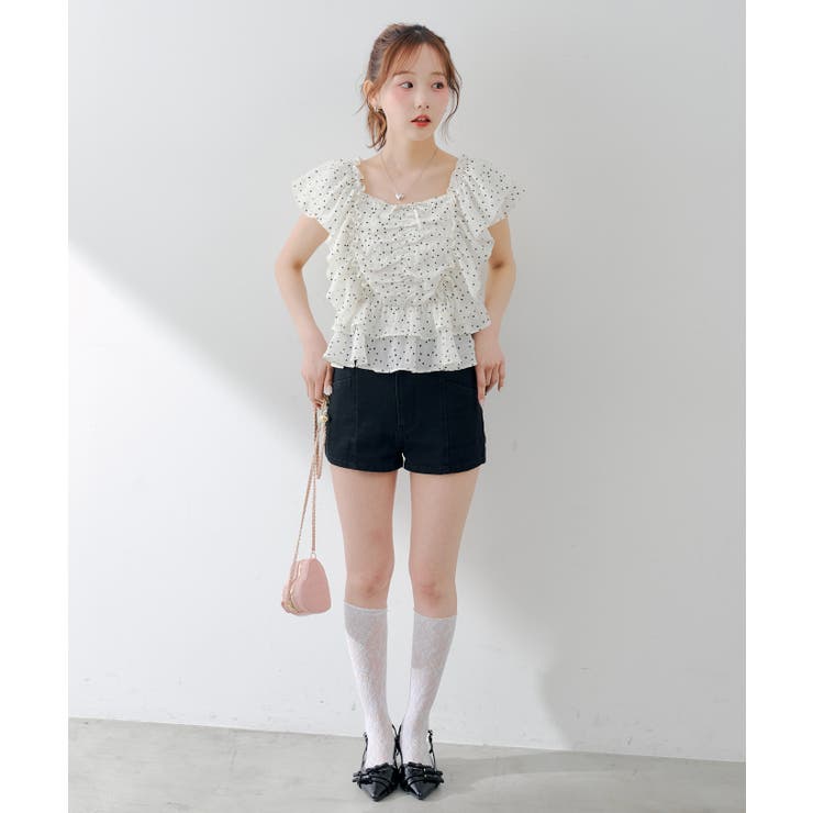 後リボンデニムショートパンツ | RMAF　NICE CLAUP / OLIVE des OLIVE | 詳細画像14 