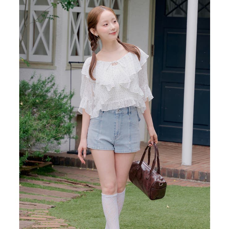 後リボンデニムショートパンツ | RMAF　NICE CLAUP / OLIVE des OLIVE | 詳細画像24 