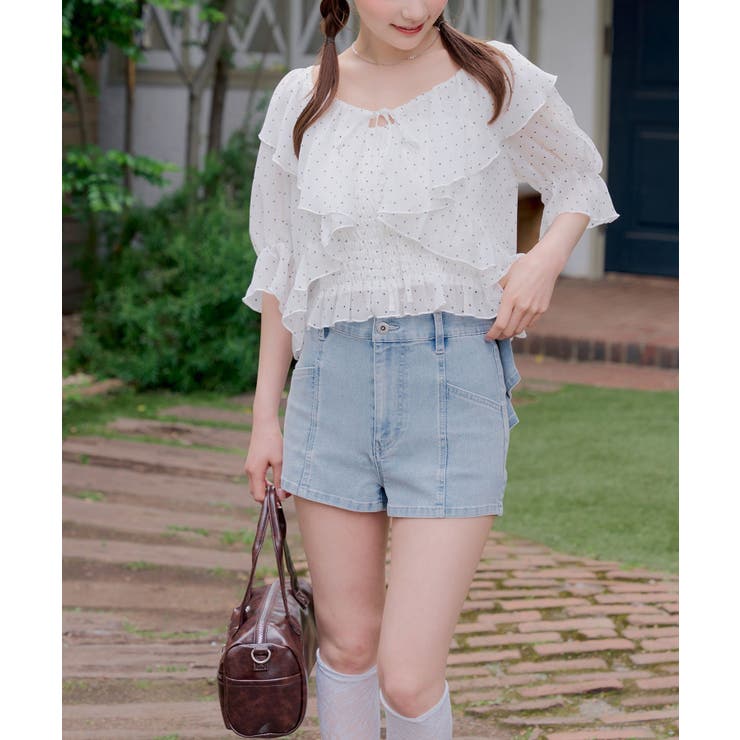 後リボンデニムショートパンツ | RMAF　NICE CLAUP / OLIVE des OLIVE | 詳細画像25 