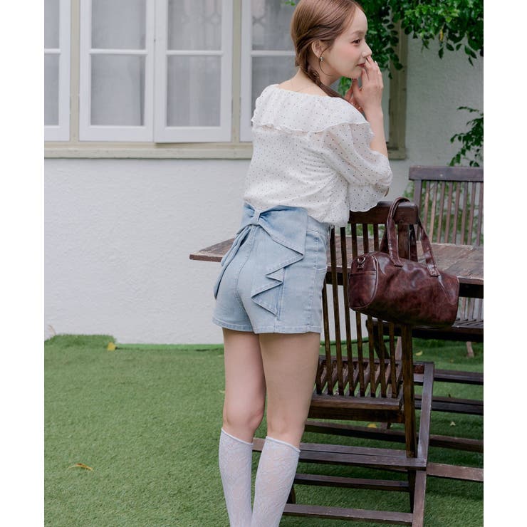 後リボンデニムショートパンツ[品番：OLOW0017807]｜RMAF NICE CLAUP