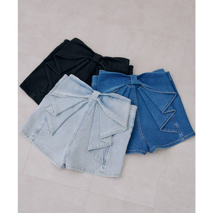 後リボンデニムショートパンツ | RMAF　NICE CLAUP / OLIVE des OLIVE | 詳細画像2 