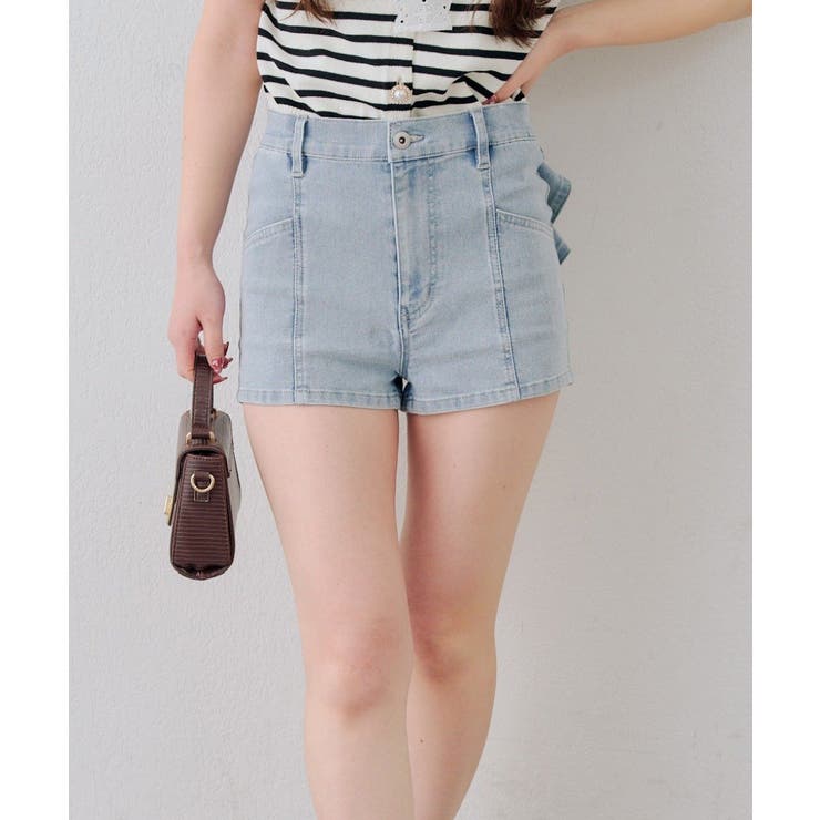 後リボンデニムショートパンツ | RMAF　NICE CLAUP / OLIVE des OLIVE | 詳細画像6 