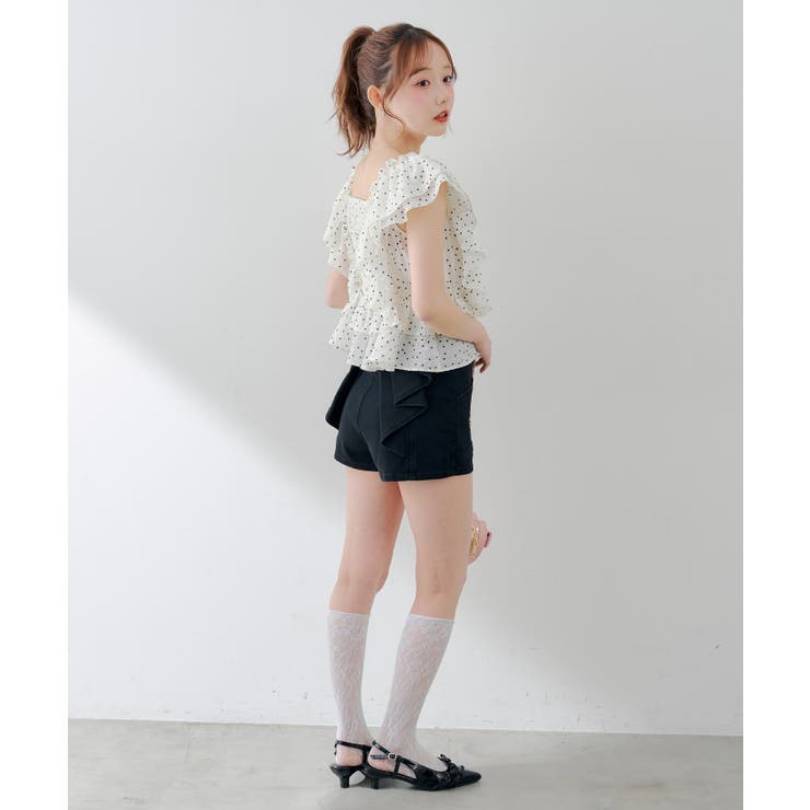 後リボンデニムショートパンツ[品番：OLOW0017807]｜RMAF NICE CLAUP