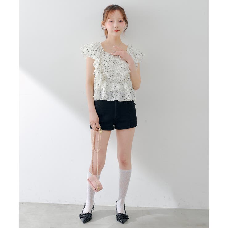 後リボンデニムショートパンツ[品番：OLOW0017807]｜RMAF NICE CLAUP