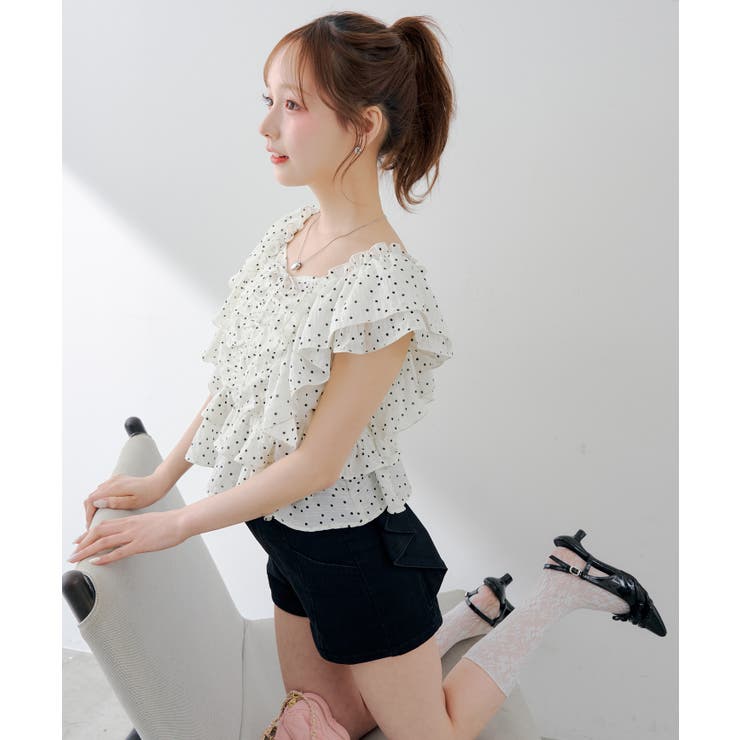 後リボンデニムショートパンツ | RMAF　NICE CLAUP / OLIVE des OLIVE | 詳細画像7 