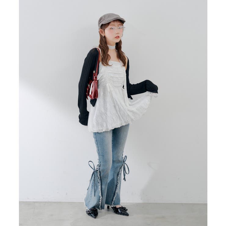 フリンジTシャツ&amp;リボンパンツ HOOK】for girls リボンプリントリンガーtシャツ – 《公式》moremore