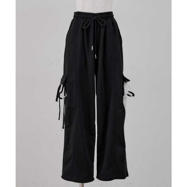 ブラック | スウェットリボンカーゴパンツ | RMAF　NICE CLAUP / OLIVE des OLIVE