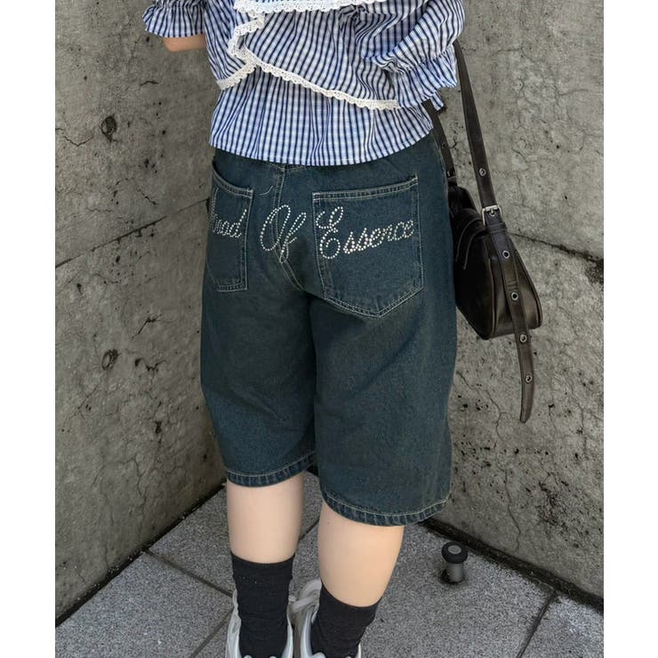 ネイビー | レース&ドットベルトハーフデニム | RMAF　NICE CLAUP / OLIVE des OLIVE