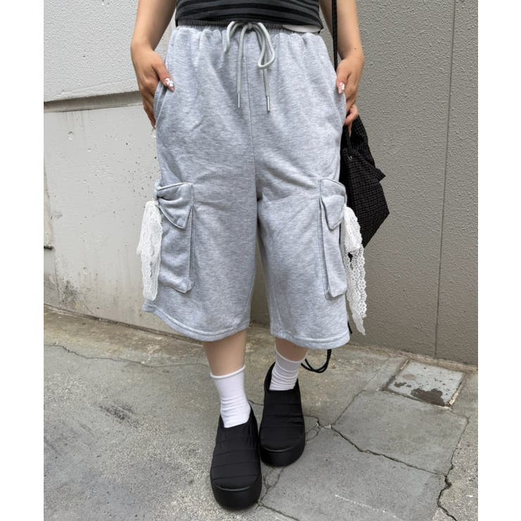 トップグレー | リボンカーゴハーフ裏毛パンツ | RMAF　NICE CLAUP / OLIVE des OLIVE