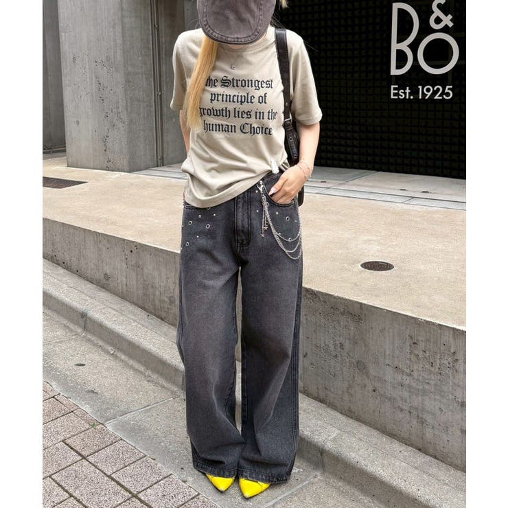 【S/Mサイズ展開】ハトメ&チェーン付バギーパンツ | RMAF　NICE CLAUP / OLIVE des OLIVE | 詳細画像8 
