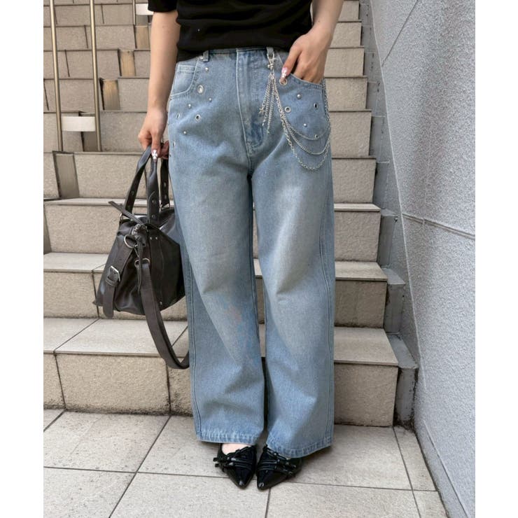 【S/Mサイズ展開】ハトメ&チェーン付バギーパンツ | RMAF　NICE CLAUP / OLIVE des OLIVE | 詳細画像14 