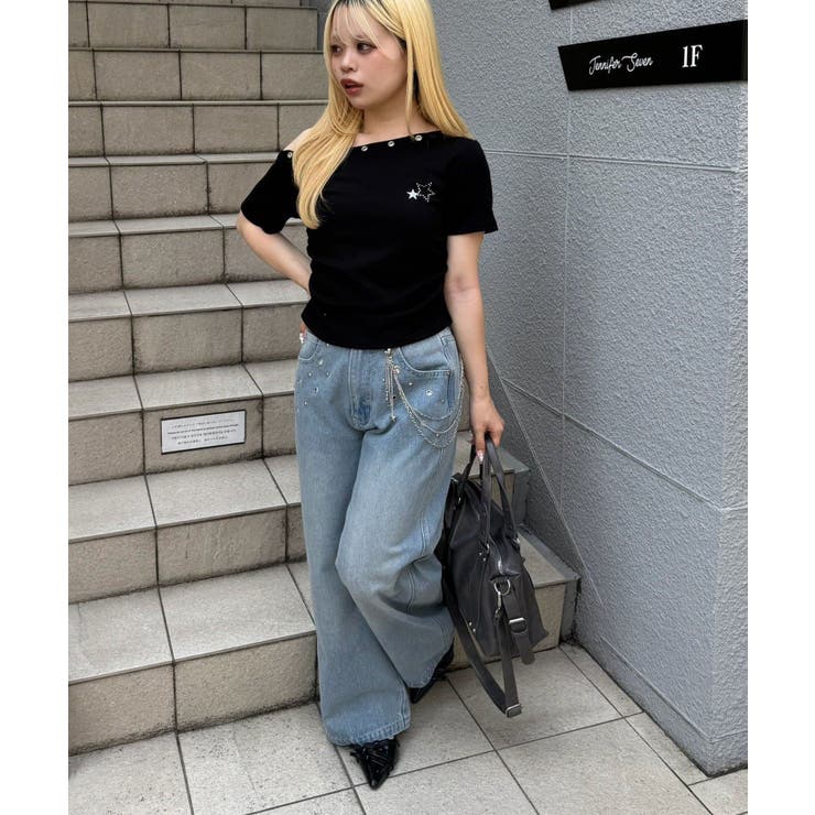 【S/Mサイズ展開】ハトメ&チェーン付バギーパンツ | RMAF　NICE CLAUP / OLIVE des OLIVE | 詳細画像15 