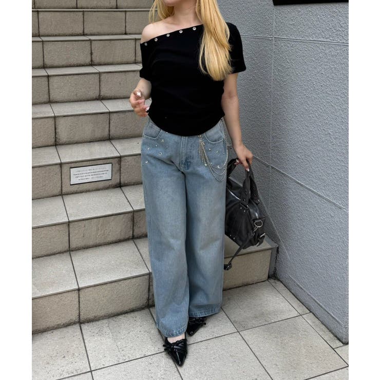 【S/Mサイズ展開】ハトメ&チェーン付バギーパンツ | RMAF　NICE CLAUP / OLIVE des OLIVE | 詳細画像18 