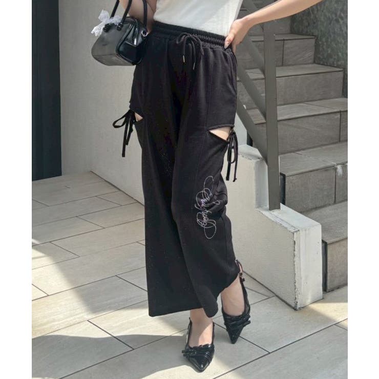 ブラック | キラキラのスリットパンツ | RMAF　NICE CLAUP / OLIVE des OLIVE