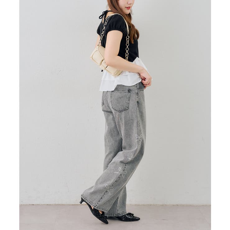 【選べるデザイン】リボン レース ストレートデニムパンツ | RMAF　NICE CLAUP / OLIVE des OLIVE | 詳細画像19 