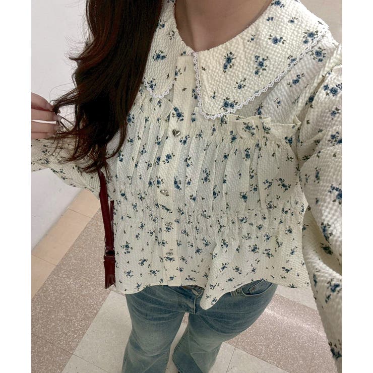 柄1 | シャーリングペプラムブラウス | RMAF　NICE CLAUP / OLIVE des OLIVE