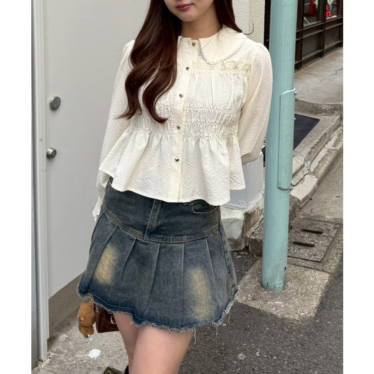 アイボリー | シャーリングペプラムブラウス | RMAF　NICE CLAUP / OLIVE des OLIVE