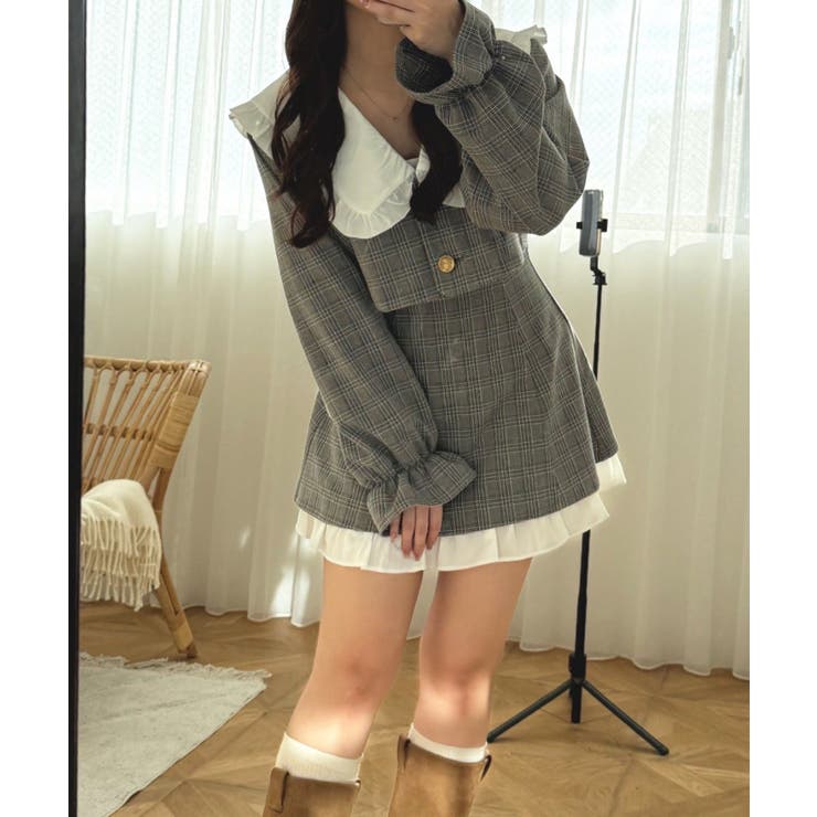 【セットアップ対応】丈の長さを選べる、フリル衿ジャケット | RMAF　NICE CLAUP / OLIVE des OLIVE | 詳細画像2 