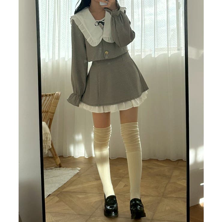 【セットアップ対応】丈の長さを選べる、フリル衿ジャケット | RMAF　NICE CLAUP / OLIVE des OLIVE | 詳細画像4 