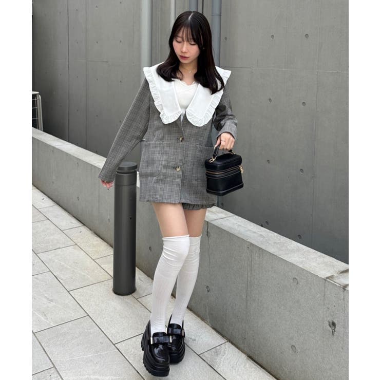 グレー系 | 【セットアップ対応】丈の長さを選べる、フリル衿ジャケット | RMAF　NICE CLAUP / OLIVE des OLIVE