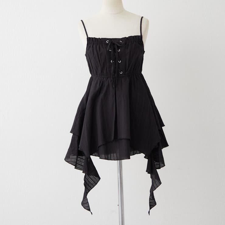 ブラック | レースアップキャミチュニック | RMAF　NICE CLAUP / OLIVE des OLIVE