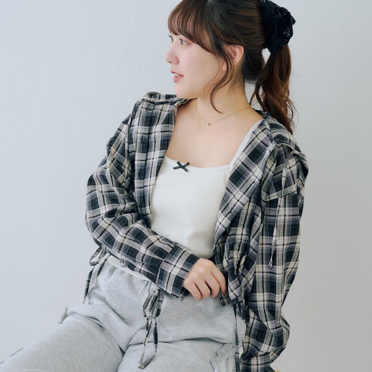 柄2 | ドロストフードシャツ | NICE CLAUP / OLIVE des OLIVE　OUTLET