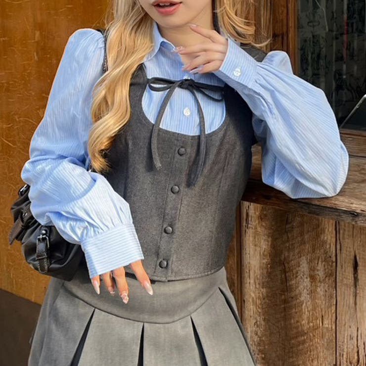 【セットアップ対応】ドッキングリボンブラウス | RMAF　NICE CLAUP / OLIVE des OLIVE | 詳細画像1 