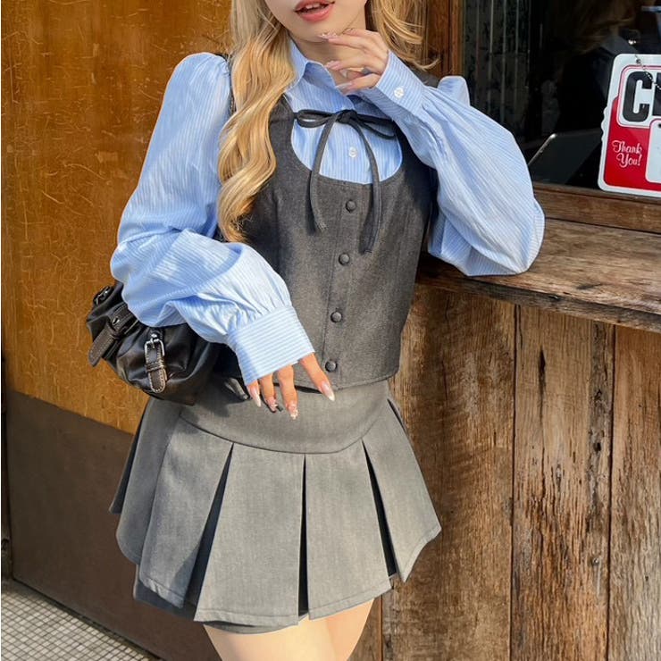 チャコール | 【セットアップ対応】ドッキングリボンブラウス | RMAF　NICE CLAUP / OLIVE des OLIVE