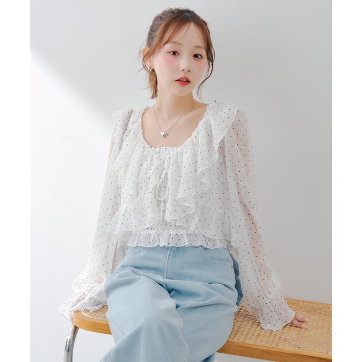 ドット | 【セットアイテム】ラッフルブラウス&シャーリングキャミ | RMAF　NICE CLAUP / OLIVE des OLIVE