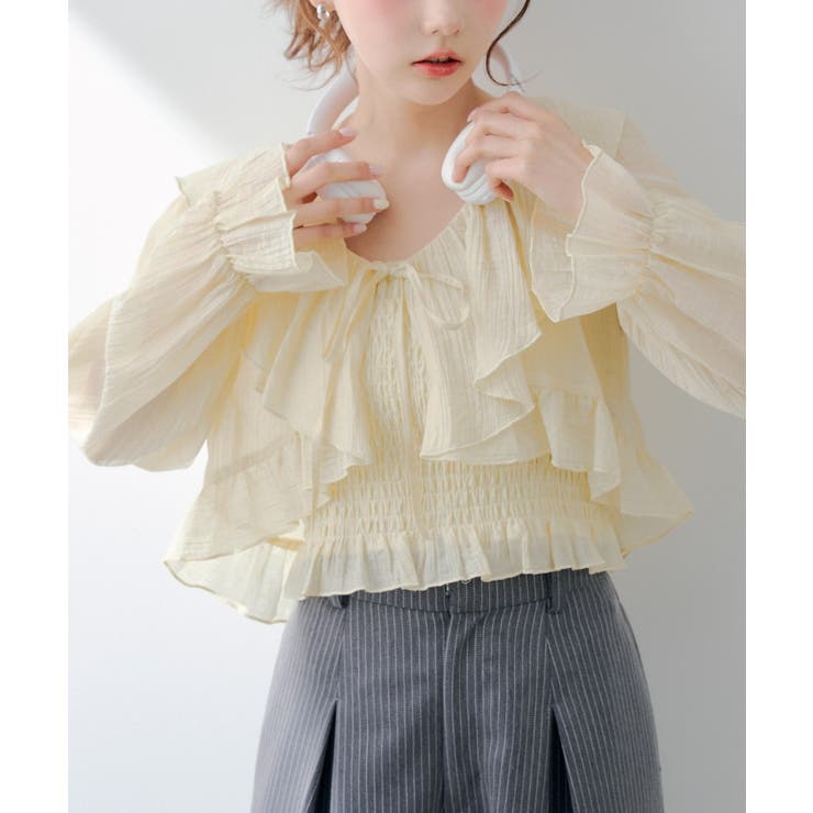 【セットアイテム】ラッフルブラウス&シャーリングキャミ | RMAF　NICE CLAUP / OLIVE des OLIVE | 詳細画像12 