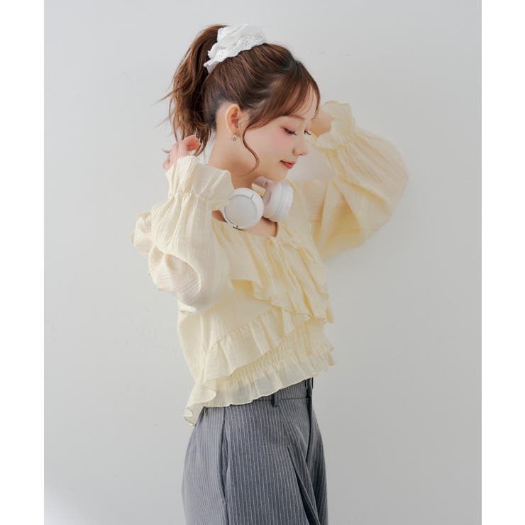 【セットアイテム】ラッフルブラウス&シャーリングキャミ | RMAF　NICE CLAUP / OLIVE des OLIVE | 詳細画像14 