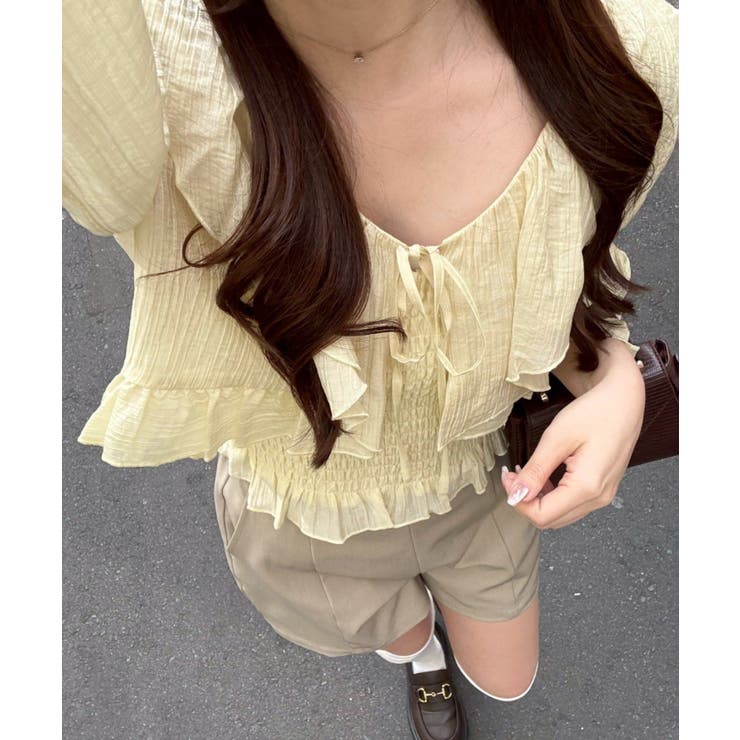 イエロー | ラッフルブラウス&シャーリングキャミ | RMAF　NICE CLAUP / OLIVE des OLIVE