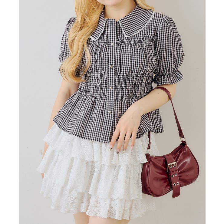 シャーリングペプラム半袖ブラウス | RMAF　NICE CLAUP / OLIVE des OLIVE | 詳細画像6 