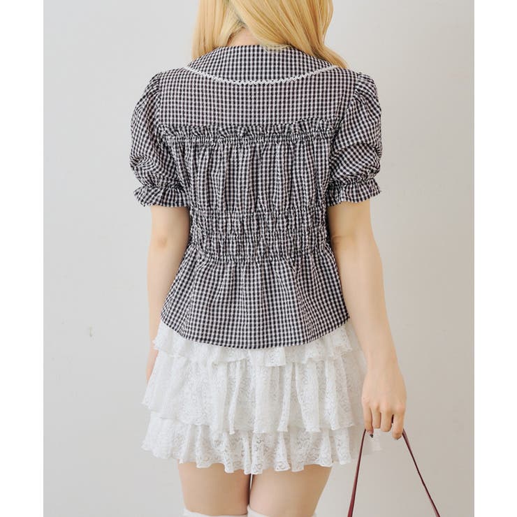 シャーリングペプラム半袖ブラウス | RMAF　NICE CLAUP / OLIVE des OLIVE | 詳細画像8 