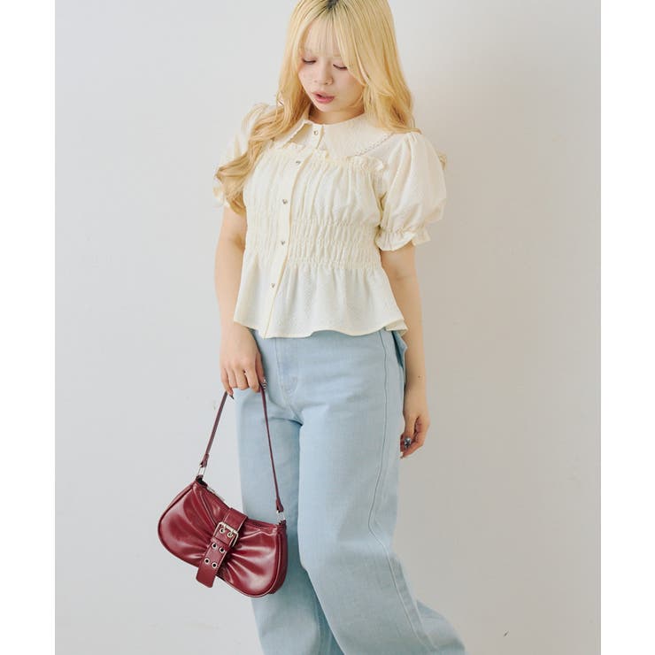 シャーリングペプラム半袖ブラウス | RMAF　NICE CLAUP / OLIVE des OLIVE | 詳細画像11 