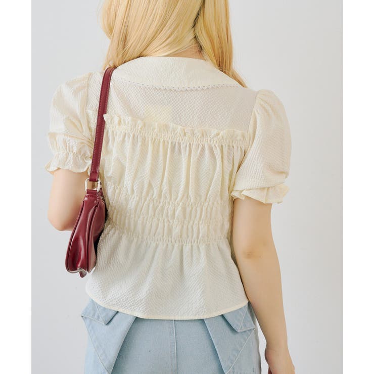 シャーリングペプラム半袖ブラウス | RMAF　NICE CLAUP / OLIVE des OLIVE | 詳細画像13 